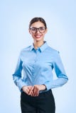 Portrait of young beautiful business woman in glasses. Royalty Free Stock Photos Portrait of young beautiful business woman in glasses. Royalty Free Stock Photos