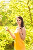 Portrait of young beautiful woman in spring blossom trees royalty free stock photography Portrait of young beautiful woman in spring blossom trees royalty free stock photography