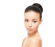 Portrait of a young brunette woman on a white background royalty free stock photos Portrait of a young brunette woman on a white background royalty free stock photos