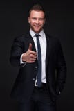 Portrait of young businessman showing thumbs up gesture stock photography Portrait of young businessman showing thumbs up gesture stock photography