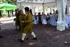 Portrait of young people in military uniform, they dance. royalty free stock photo Portrait of young people in military uniform, they dance. royalty free stock photo