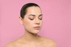 Portrait of young woman with beautiful face and natural makeup royalty free stock photography Portrait of young woman with beautiful face and natural makeup royalty free stock photography