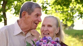 Portret starsi dziadkowie w pogodnym parku zdjęcie wideo Portret starsi dziadkowie w pogodnym parku zdjęcie wideo