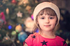 Portret van een Kerstmismeisje Royalty-vrije Stock Fotografie Portret van een Kerstmismeisje Royalty-vrije Stock Fotografie