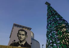 Portretten van Thaise Koning Bhumibol Adulyadej stock afbeelding Portretten van Thaise Koning Bhumibol Adulyadej stock afbeelding