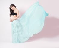 Porträt einer schönen schwangeren Frau im Chiffon- Schal lizenzfreie stockfotografie Porträt einer schönen schwangeren Frau im Chiffon- Schal lizenzfreie stockfotografie