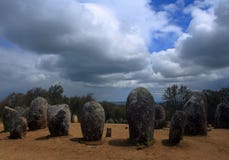 Portugal, Alentejo Region, Evora. Chromlech of Almendres standing granite stones. royalty free stock image Portugal, Alentejo Region, Evora. Chromlech of Almendres standing granite stones. royalty free stock image