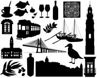 Portugalia sylwetki Ustawiać ilustracji Portugalia sylwetki Ustawiać ilustracji