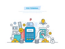 Pos terminal, zapłata systemy Transakcje finansowe, cashless operacja na zapłacie Fotografia Stock Pos terminal, zapłata systemy Transakcje finansowe, cashless operacja na zapłacie Fotografia Stock