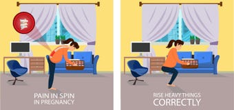 Posición al levantar las cosas para embarazada ilustración del vector Posición al levantar las cosas para embarazada ilustración del vector