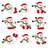 Positionnement mignon de bonhomme de neige de Noël illustration de vecteur Positionnement mignon de bonhomme de neige de Noël illustration de vecteur