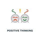 positive thinking icon. negative emotion, poor service quality, optimism attitude, pessimism concept symbol design, bad experience vector illustration positive thinking icon. negative emotion, poor service quality, optimism attitude, pessimism concept symbol design, bad experience vector illustration