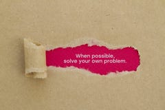 When possible solve your own problem. stock photography When possible solve your own problem. stock photography