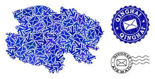 Post Pathways Composition of Mosaic Map of Qinghai Province and Textured Seals royalty free illustration Post Pathways Composition of Mosaic Map of Qinghai Province and Textured Seals royalty free illustration