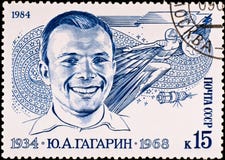 Postage stamp shows Yuri Gagarin