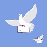 Postal pigeon and mailing envelope. White Dove carries and mail. stock illustration Postal pigeon and mailing envelope. White Dove carries and mail. stock illustration