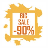 Autumn sale of 90 percent in a frame of yellow leaves vector illustration Autumn sale of 90 percent in a frame of yellow leaves vector illustration