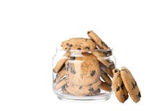 Pot en verre avec les gâteaux aux pépites de chocolat savoureux photos libres de droits Pot en verre avec les gâteaux aux pépites de chocolat savoureux photos libres de droits