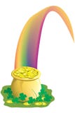 Pot van goud aan het eind van de regenboog royalty-vrije illustratie Pot van goud aan het eind van de regenboog royalty-vrije illustratie