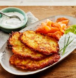 Potato Rosti, Smoked Salmon and Creamy Dill Sauce Royalty Free Stock Images Potato Rosti, Smoked Salmon and Creamy Dill Sauce Royalty Free Stock Images