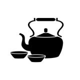 Pote del té verde e icono de cerámica de las tazas ilustración del vector Pote del té verde e icono de cerámica de las tazas ilustración del vector