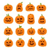 Potiron de Halloween de bande dessinée Potirons oranges avec découper les visages de sourire effrayants Visage heureux végétal de illustration de vecteur Potiron de Halloween de bande dessinée Potirons oranges avec découper les visages de sourire effrayants Visage heureux végétal de illustration de vecteur