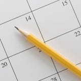 Potlood op kalender. Potlood op kalender.