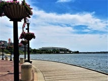 Potomac Rzeczny widok od Waszyngtońskiego schronienia Boardwalk zdjęcie royalty free Potomac Rzeczny widok od Waszyngtońskiego schronienia Boardwalk zdjęcie royalty free
