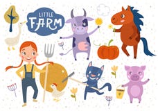 Pouca ilustração da exploração agrícola para crianças ilustração stock Pouca ilustração da exploração agrícola para crianças ilustração stock