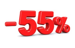 55 pour cent outre de signe de remise Le texte rouge est isolé sur le blanc illustration stock 55 pour cent outre de signe de remise Le texte rouge est isolé sur le blanc illustration stock