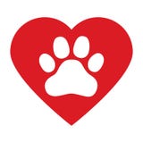 Poursuivez la patte au coeur rouge sur le fond blanc illustration de vecteur Poursuivez la patte au coeur rouge sur le fond blanc illustration de vecteur