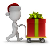 povos 3d pequenos - Santa leva um presente ilustração stock povos 3d pequenos - Santa leva um presente ilustração stock