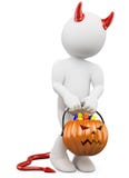 povos do branco de 3D Halloween. Criança com uma abóbora ilustração do vetor povos do branco de 3D Halloween. Criança com uma abóbora ilustração do vetor