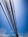 Power lines phone communication vector illustration Power lines phone communication vector illustration