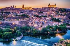 Powietrzny odgórny widok Toledo, dziejowa stolica Hiszpania Fotografia Stock Powietrzny odgórny widok Toledo, dziejowa stolica Hiszpania Fotografia Stock