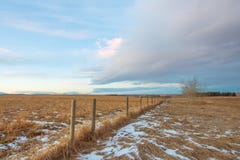 Praire-Zaun Landscape im Winter Stockbild Praire-Zaun Landscape im Winter Stockbild