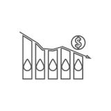 Precio del petróleo que baja abajo icono del gráfico Elemento del aceite para el concepto y el icono móviles de los apps de la we stock de ilustración Precio del petróleo que baja abajo icono del gráfico Elemento del aceite para el concepto y el icono móviles de los apps de la we stock de ilustración