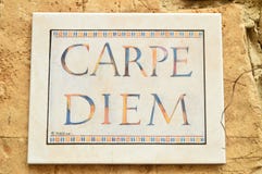 Precious Ceramic Plate Of Carpe Diem In Medinaceli. royalty free stock photo Precious Ceramic Plate Of Carpe Diem In Medinaceli. royalty free stock photo