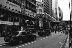 Precipitación en calles de Hong Kong foto de archivo libre de regalías Precipitación en calles de Hong Kong foto de archivo libre de regalías