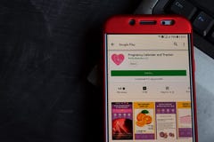 pregnancy calendar and tracker dev app on smartphone screen pregnancy calendar tracker