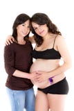 Pregnant couple of gay women becoming a lesbian