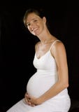 Pregnant Girl Against Black Background 1 Stock Image