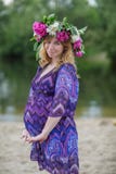 Pregnant Lovely Woman In Summer Day Royalty Free Stock Image