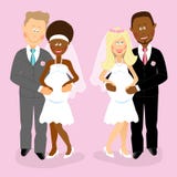 Pregnant wedding couples 2 stock illustration Pregnant wedding couples 2 stock illustration