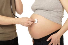 Pregnant Woman And Belly With Stethoscope Royalty Free Stock Images