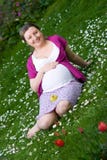 Pregnant Woman On Meadow Royalty Free Stock Photography