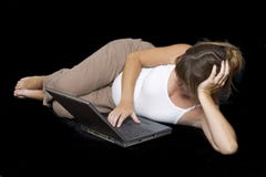 Pregnant Woman Surfing The Net Stock Photo