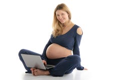 Pregnant Woman With A Laptop Sitting On The Floor Royalty Free Stock Photos Pregnant Woman With A Laptop Sitting On The Floor Royalty Free Stock Photos