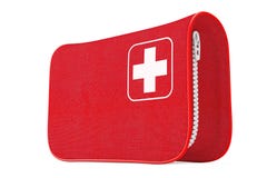 Premiers secours rouges Kit Soft Bag avec la croix blanche rendu 3d illustration stock Premiers secours rouges Kit Soft Bag avec la croix blanche rendu 3d illustration stock