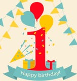 Première carte heureuse d'anniversaire d'anniversaire illustration stock Première carte heureuse d'anniversaire d'anniversaire illustration stock